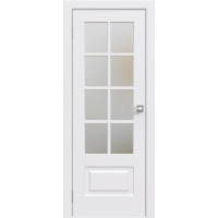 Дверь межкомнатная Эмаль Перфето-ПО9 Белый Матовое стекло (Глубокая фрезеровка)